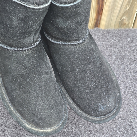 Bearpaw Rosie Suede Black Button Youth Boots Sz 3 - Picture 13 of 14